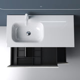 glasvilla Badmöbel Badezimmerschrank mit Spiegel Waschbeckenunterschrank Mineralguss Gemini