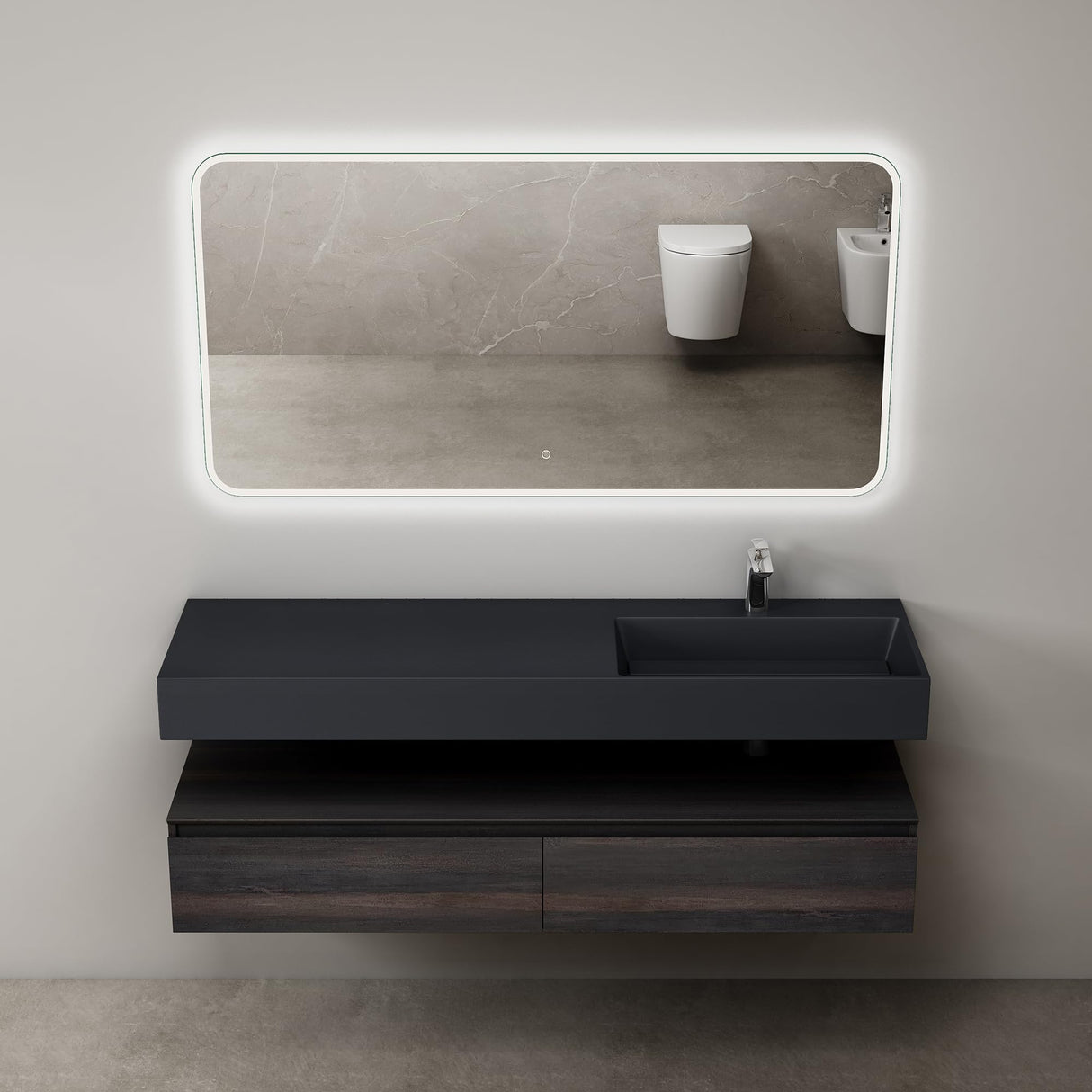 glasvilla Badmöbelset Waschtisch mit Unterschrank 150x48x25cm mit Soft-Close Schubladen inkl. Mineralguss-Waschbecken UP