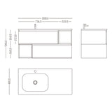 glasvilla Badmöbel Badezimmerschrank mit Spiegel Waschbeckenunterschrank Mineralguss Gemini