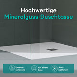 glasvilla Duschwanne Duschtasse aus Mineralguss Mineralgusswan DIN-Anschlüsse Geoma09