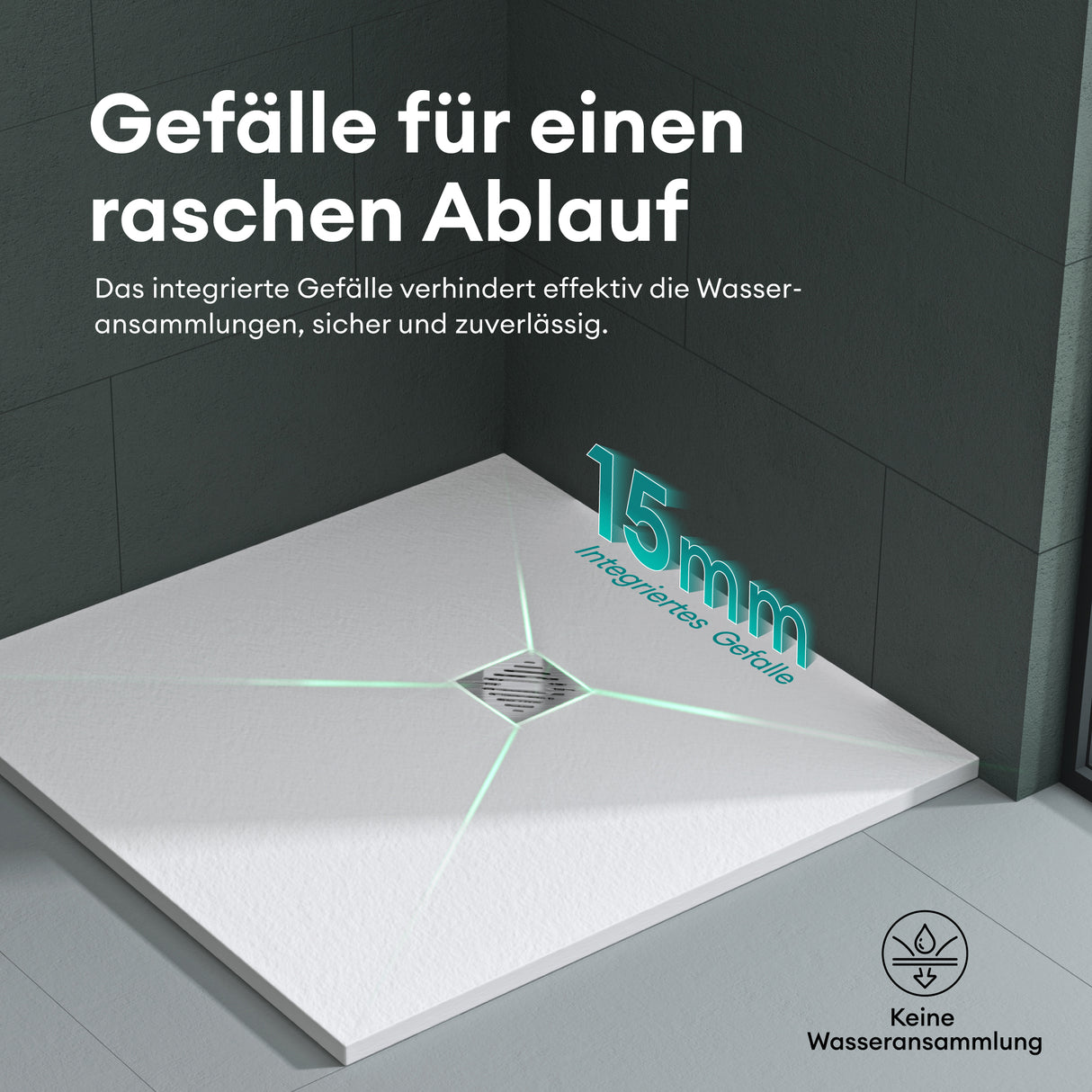 glasvilla Duschwanne Duschtasse aus Mineralguss Mineralgusswan DIN-Anschlüsse Geoma09