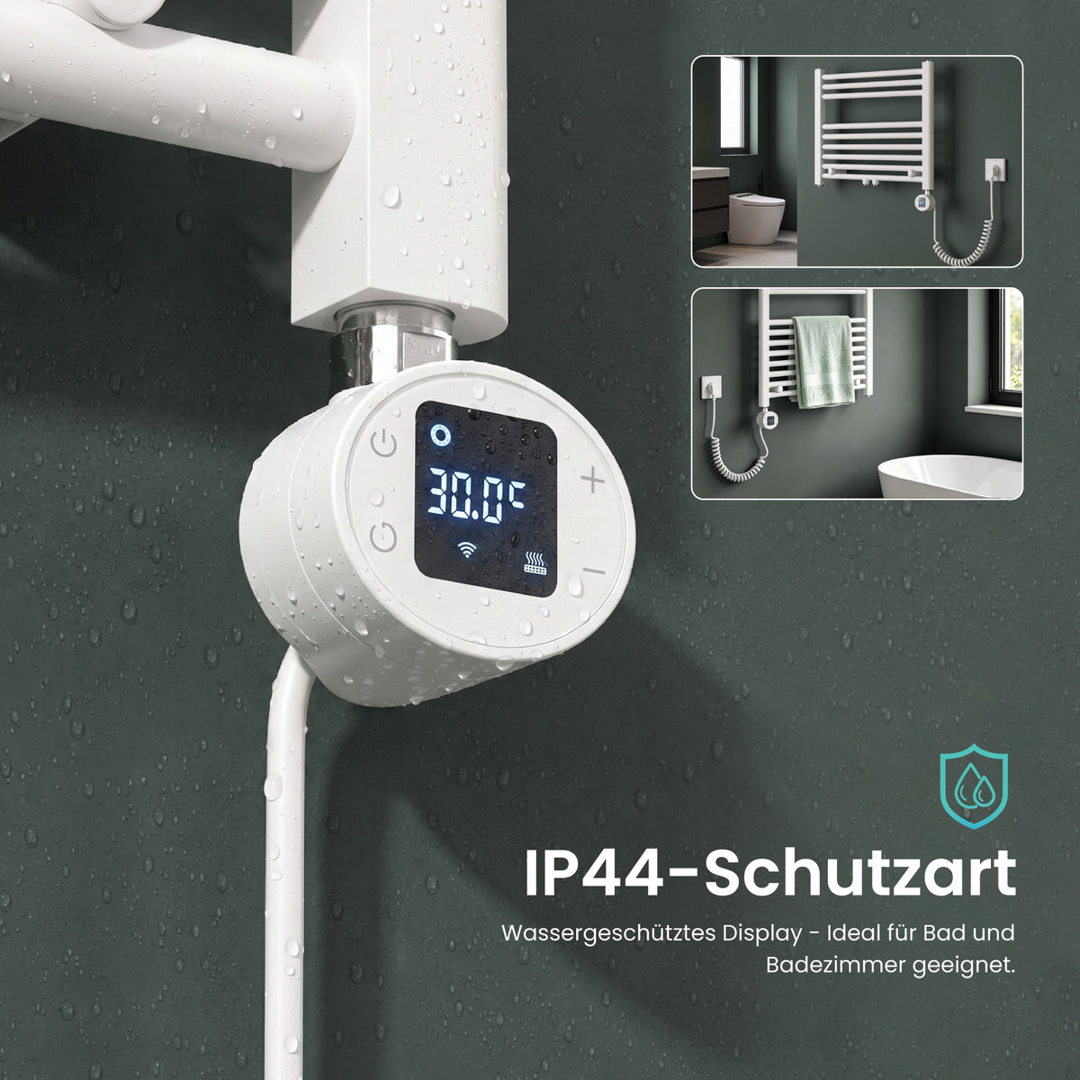 glasvilla Smart WiFi Heizstab für Badheizkörper, Heizelement  Elektrischer Heizstab mit App-Steuerung, Thermostat & Timer-Funktion, Heizpatrone für Handtuchheizkörper Heizstab-03