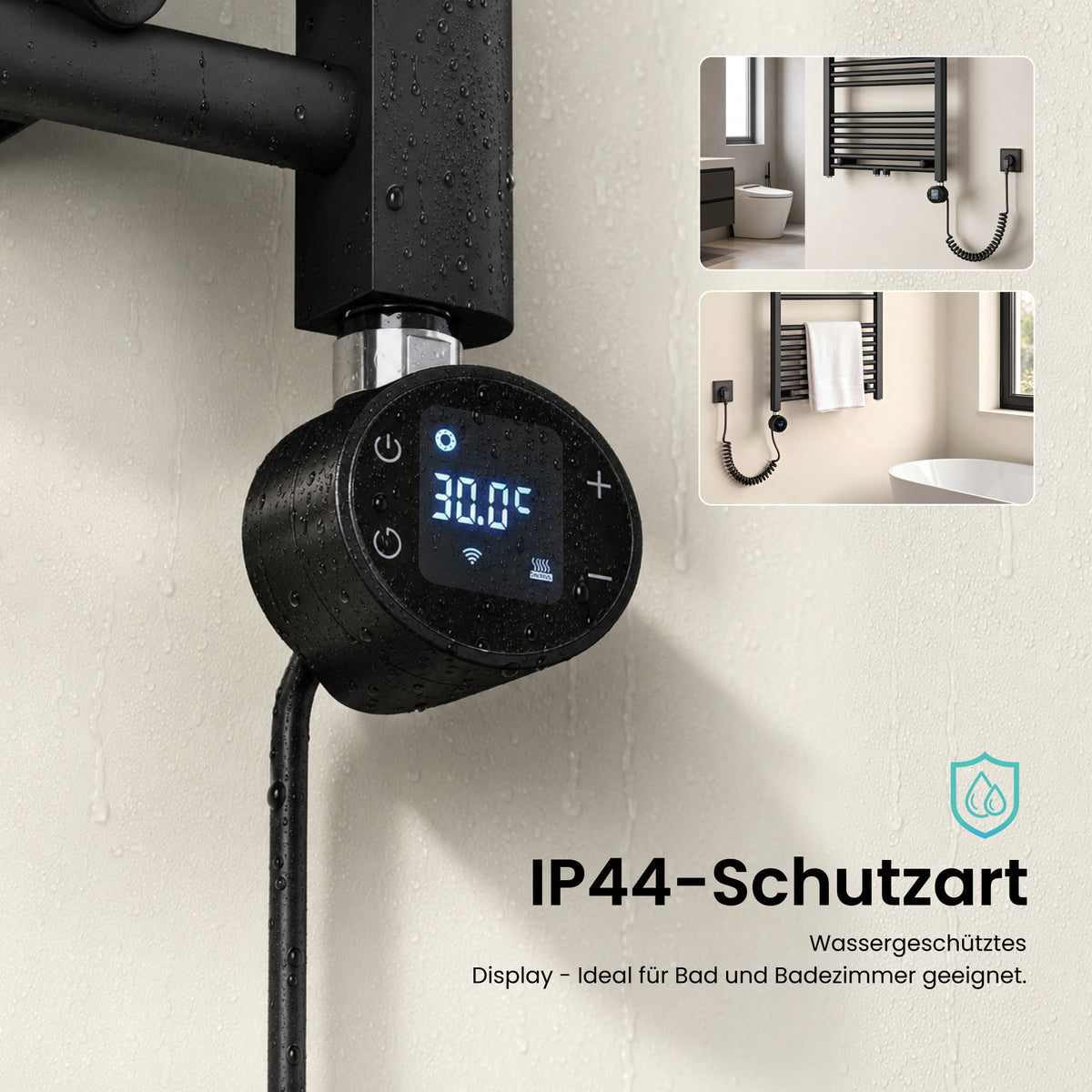 glasvilla Smart WiFi Heizstab für Badheizkörper, Heizelement  Elektrischer Heizstab mit App-Steuerung, Thermostat & Timer-Funktion, Heizpatrone für Handtuchheizkörper Heizstab-03