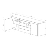 glasvilla Sideboard Aufbewahrungsschrank BTH: 167x36x70 cm mit 2 Schränken und 4 Schubladen Kommode Mehrzweckschrank Möbel Schrank03