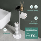 glasvilla Klopapierhalter Stehend, Toilettenpapierhalter  | Edelstahl, Klorollenhalter freistehend, Toilettenpapier Aufbewahrung für 4 Rollen, ohne Bohren, für Badezimmer & WC Lino-06