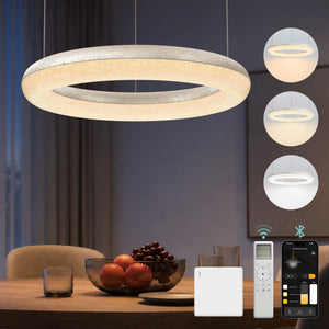 glasvilla Pendelleuchte Esstisch,  LED Moderne Hängelampe, stufenlos dimmbar 3000K–6000K, höhenverstellbare Design  Esstischlampe mit Fernbedienung & Wandschalter, Luvina03