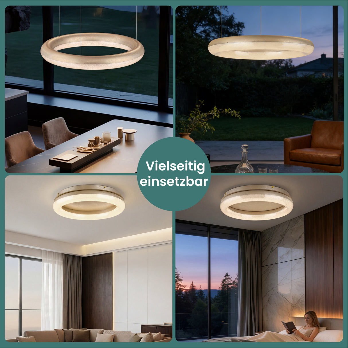 glasvilla Pendelleuchte Esstisch,  LED Moderne Hängelampe, stufenlos dimmbar 3000K–6000K, höhenverstellbare Design  Esstischlampe mit Fernbedienung & Wandschalter, Luvina03