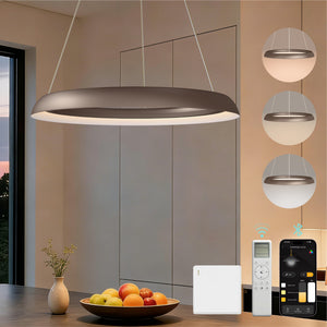 glasvilla Pendelleuchte Esstisch,  LED Moderne Hängelampe, stufenlos dimmbar 3000K–6000K, höhenverstellbare Design 20W Esstischlampe mit Fernbedienung & Wandschalter, Luvina04