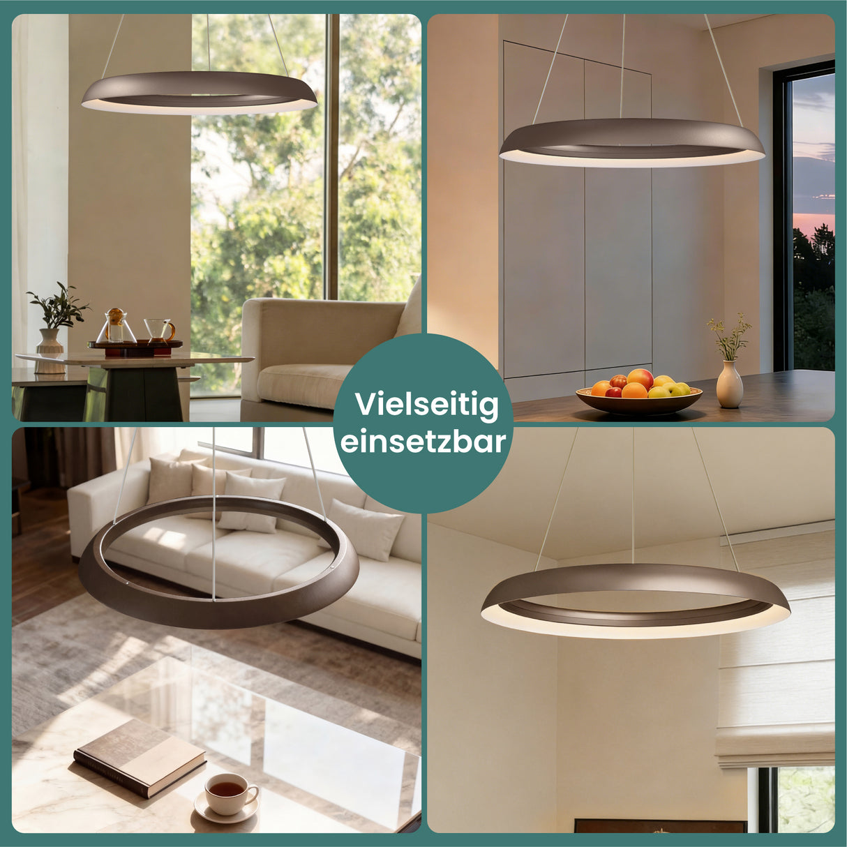 glasvilla Lampadario Sospensione, Lampada 3000-6000K con Filo 110 CM, Altezza Regolabile, Lampada da Soffitto a Sospensione per Camera da Letto, Cucina e Soggiorno, Luvina04