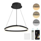 Suspension Glasvilla 50 cm, lampe LED suspendue, design ondulé dynamique, température de couleur réglable 3000K/4000K/6000K, câble 16W, idéale pour salle à manger, salon ou chambre.