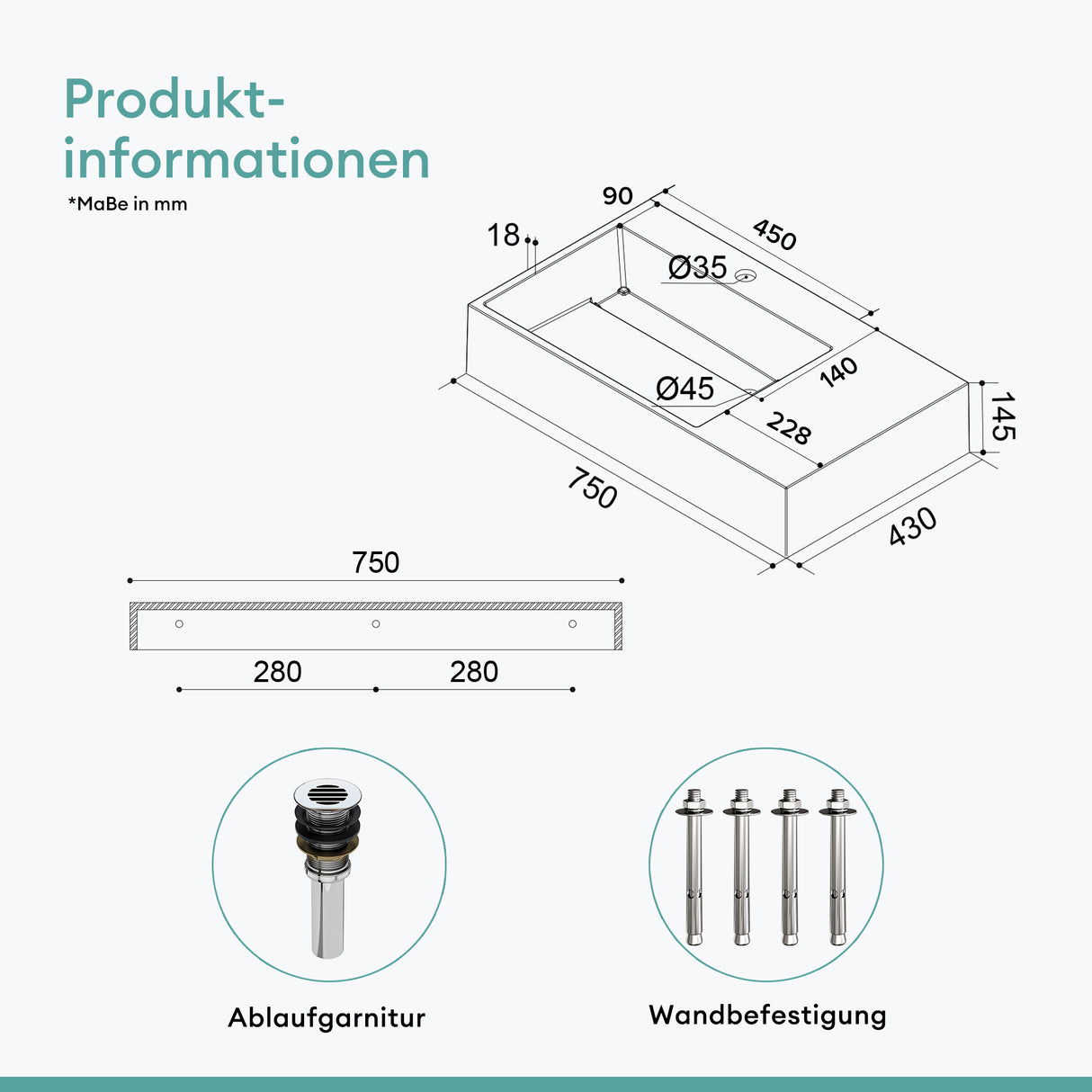 lavabo à poser Glasvilla, lavabo suspendu en fonte minérale Col12