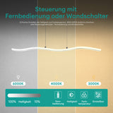glasvilla Pendelleuchte 97cm LED Hängelampe Dimmbar mit Fernbedienung 3000K/4000K/6000K Verstellbares Kabel 36W Hängeleuchte für Esszimmer Wohnzimmer Schlafzimmer