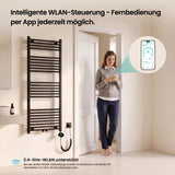 glasvilla Badheizkörper mit Heizstab  Badheizung  Handtuchheizkörper elektrisch mit App-Steuerung, Thermostat & Timer-Funktion, Röhrenheizkörper Seitenanschluss