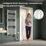 glasvilla Badheizkörper mit Heizstab  Badheizung  Handtuchheizkörper elektrisch mit App-Steuerung, Thermostat & Timer-Funktion, Röhrenheizkörper Seitenanschluss