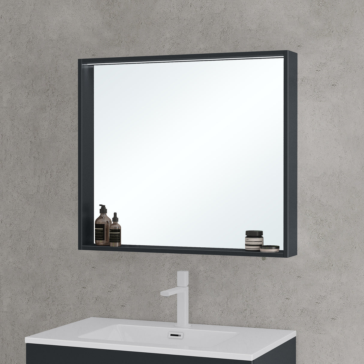 glasvilla Spiegelschrank Bad mit Beleuchtung Badezimmerschrank Hängeschrank Badezimmerspiegel Spiegelschrank-01