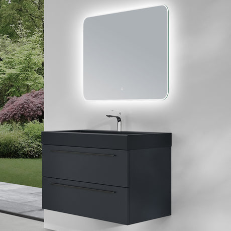 glasvilla Badmöbel-Set Waschbeckenunterschrank Waschtisch mit Unterschrank inkl. Mineralguss-Waschbecken in Anthrazit Quadratto