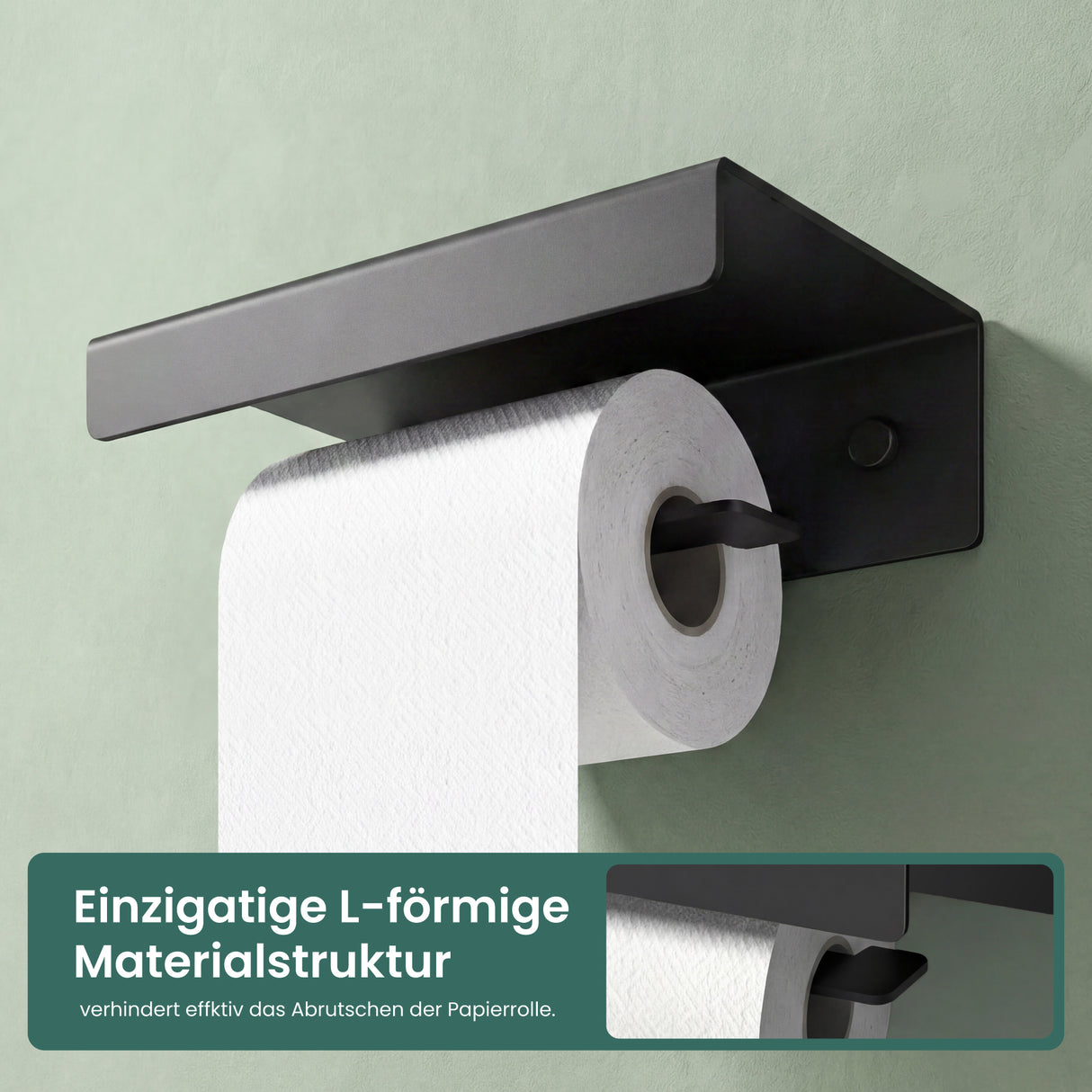 glasvilla Toilettenpapierhalter mit Ablage, Klopapierhalter WC aus Aluminiumlegierung, Toilettenpapier Halterung Rollenhalter  Lino-05