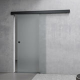 glasvilla Glasschiebetür komplettset, Griffart: Muschelgriff, 15 mm Wandabstand, 8mm ESG-Sicherheitsglas Amalfi Schwarz