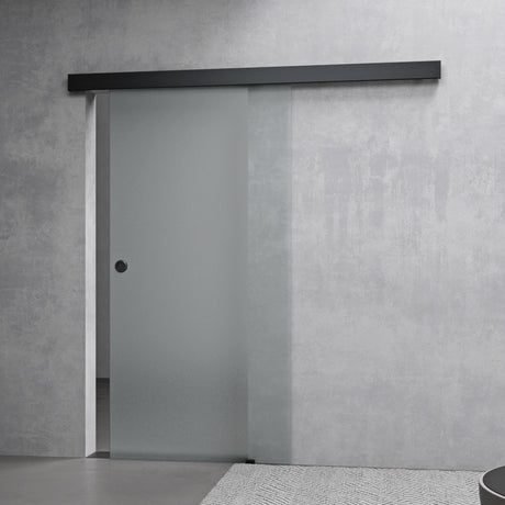 glasvilla Glasschiebetür komplettset, Griffart: Muschelgriff, inkl. Soft-Close, 25 mm Wandabstand, 8mm ESG-Sicherheitsglas Amalfi Schwarz