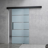 glasvilla Glasschiebetür komplettset,  Griffart: Stangengriff, 15 mm Wandabstand, 8mm ESG-Sicherheitsglas Amalfi Schwarz