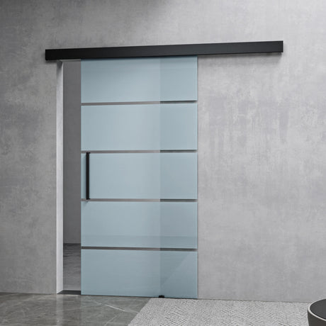 glasvilla Glasschiebetür komplettset,  Griffart: Stangengriff, 25 mm Wandabstand, inkl. Soft-Close, 8mm ESG-Sicherheitsglas Amalfi Schwarz