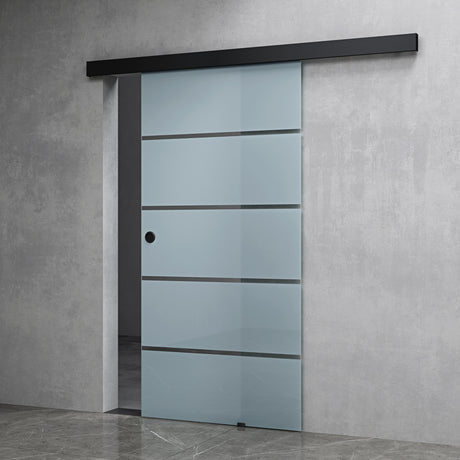 glasvilla Glasschiebetür komplettset, Griffart: Muschelgriff, inkl. Soft-Close, 25 mm Wandabstand, 8mm ESG-Sicherheitsglas Amalfi Schwarz