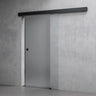 conjunto completo de puerta corredera de vidrio glasvilla, tipo de manija: manija de concha, distancia de pared de 15 mm, vidrio de seguridad ESG de 8 mm Amalfi Negro