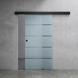 glasvilla Glasschiebetür komplettset, Griffart: Muschelgriff, 15 mm Wandabstand, 8mm ESG-Sicherheitsglas Amalfi Schwarz