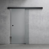 glasvilla Glasschiebetür komplettset, Griffart: Muschelgriff, 15 mm Wandabstand, 8mm ESG-Sicherheitsglas Amalfi Schwarz