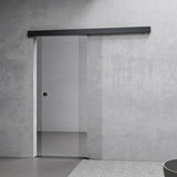 glasvilla Glasschiebetür komplettset, Griffart: Muschelgriff, 15 mm Wandabstand, 8mm ESG-Sicherheitsglas Amalfi Schwarz