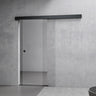 glasvilla Glasschiebetür komplettset, Griffart: Muschelgriff, 25 mm Wandabstand, 8mm ESG-Sicherheitsglas Amalfi Schwarz
