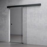 glasvilla Glasschiebetür komplettset, Griffart: Muschelgriff, 15 mm Wandabstand, 8mm ESG-Sicherheitsglas Amalfi Schwarz
