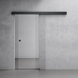 glasvilla Glasschiebetür komplettset, Griffart: Muschelgriff, 15 mm Wandabstand, 8mm ESG-Sicherheitsglas Amalfi Schwarz