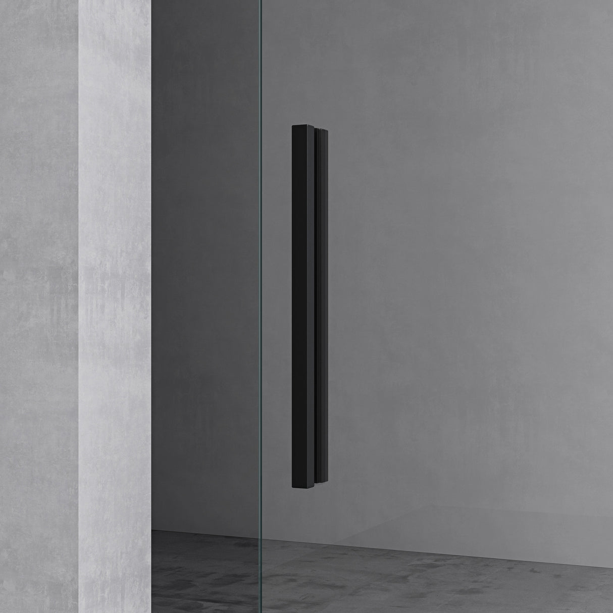 glasvilla Glasschiebetür komplettset,  Griffart: Stangengriff, 15 mm Wandabstand, 8mm ESG-Sicherheitsglas Amalfi Schwarz