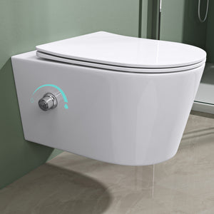 Glasvilla Design – Inodoro suspendido sin reborde Aachen601 con función bidé integrada y Soft-Close
