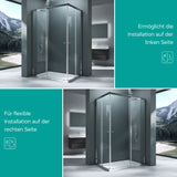 glasvilla Duschkabine mit Doppel-Schiebetür Duschtür Eckeinstieg Echtglas Lotuseffekt 6mm ESG-Sicherheitsglas Ravenna16K