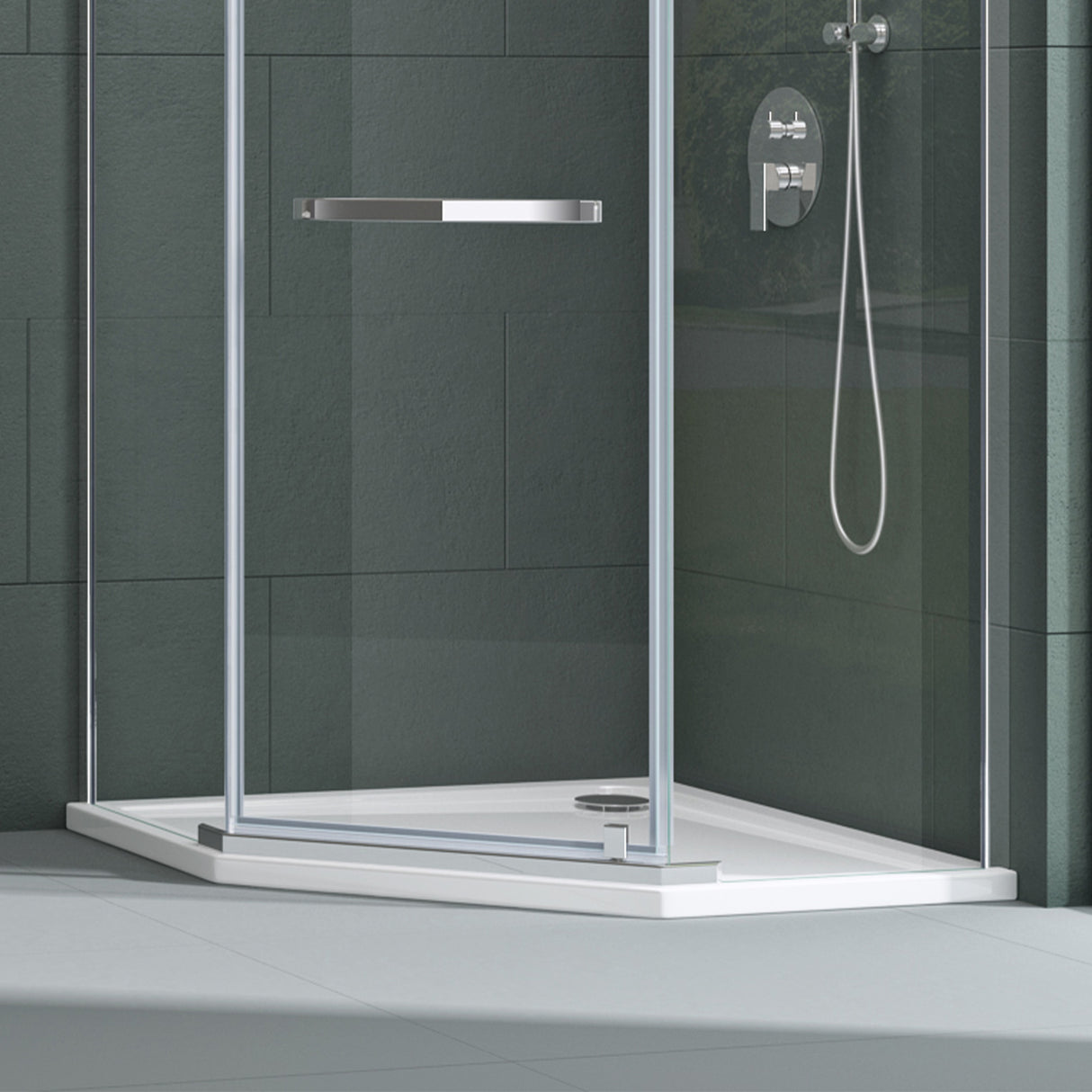 glasvilla Duschwanne Duschtasse aus Sanitäracryl Fünfeckig Faro5