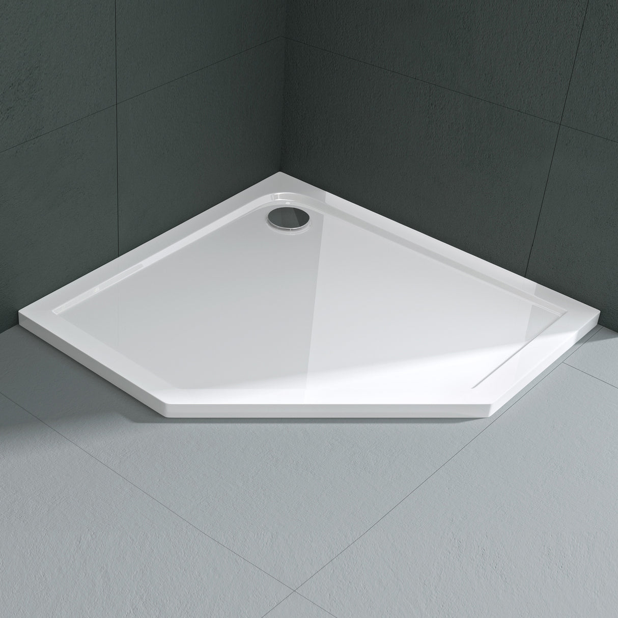 glasvilla Duschwanne Duschtasse aus Sanitäracryl Fünfeckig Faro5