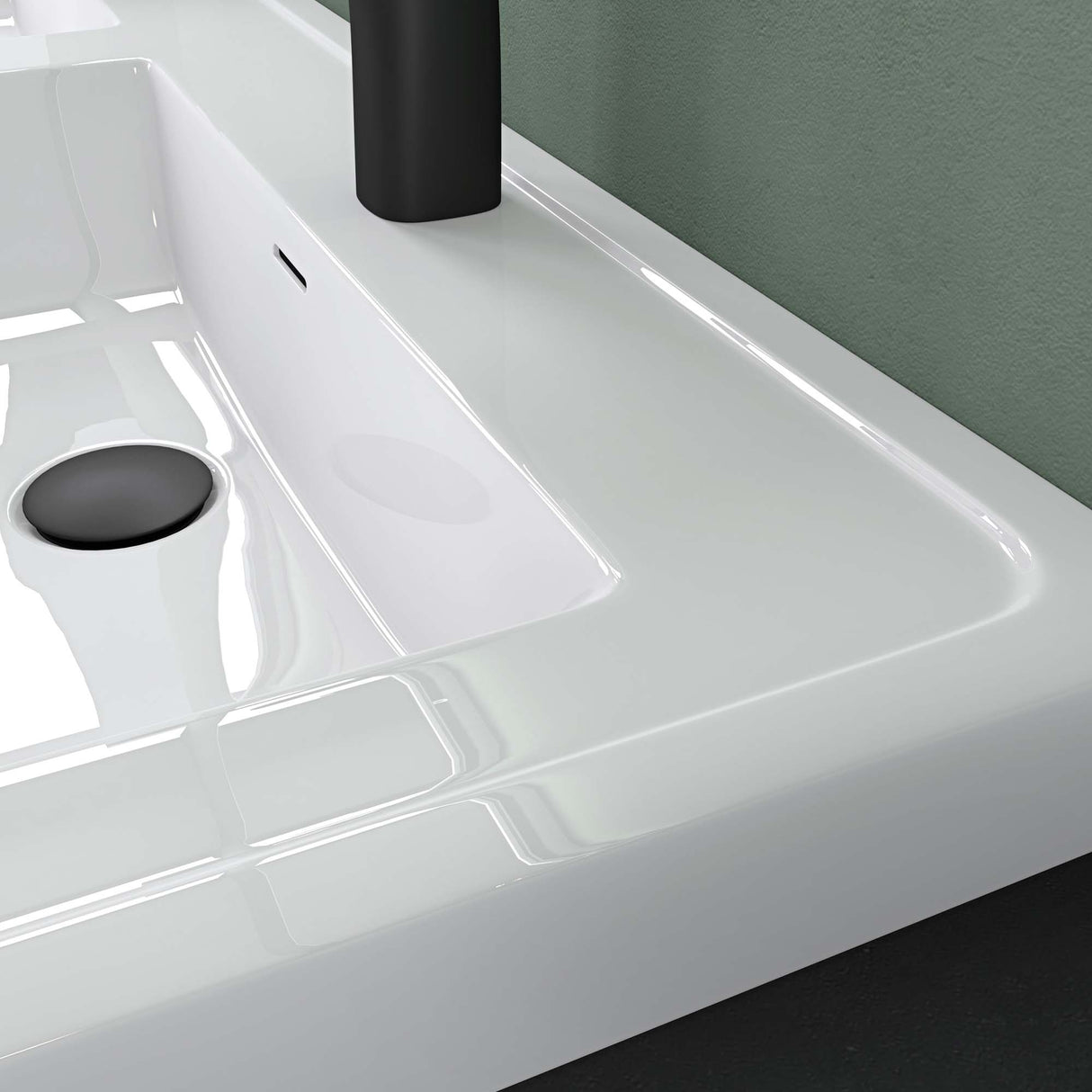 glasvilla Waschbecken Einbauwaschbecken Rechteckige Waschschale aus Mineralguss mit Überlauf Col8