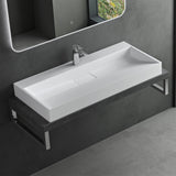 glasvilla Waschbecken Aufsatzwaschbecken Hängewaschbecken Hängewaschtisch inkl. Ablaufgarnitur Mineralguss Rechteckig Waschplatz col19