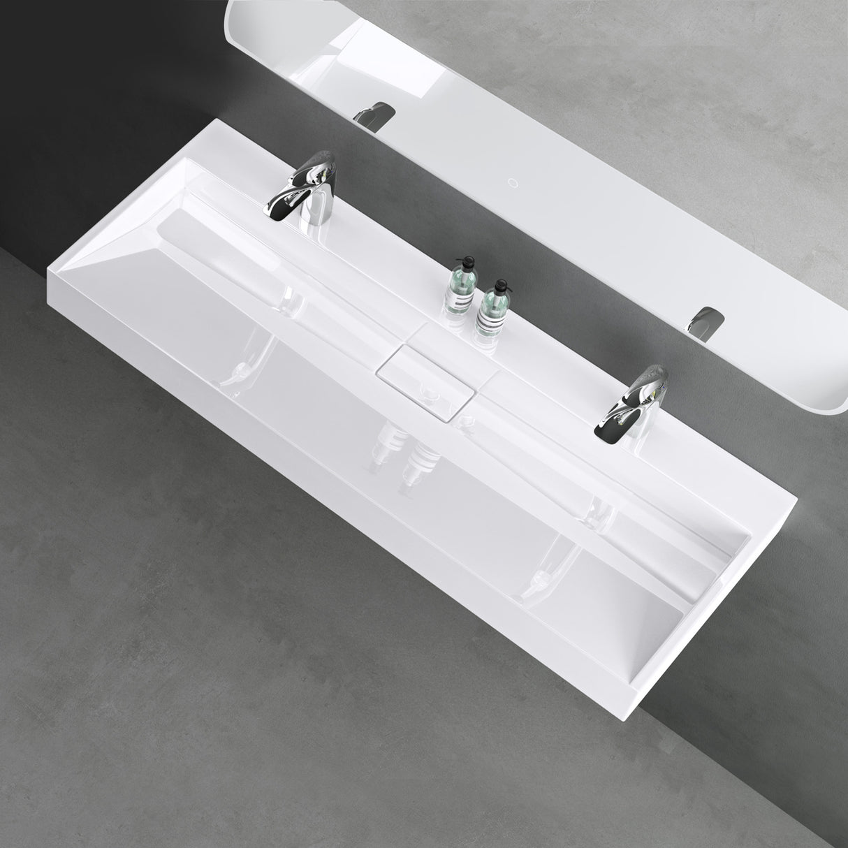 glasvilla Waschbecken Aufsatzwaschbecken Hängewaschbecken Hängewaschtisch inkl. Ablaufgarnitur Mineralguss Rechteckig Waschplatz col19