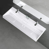 glasvilla Waschbecken Aufsatzwaschbecken Hängewaschbecken Hängewaschtisch inkl. Ablaufgarnitur Mineralguss Rechteckig Waschplatz col19