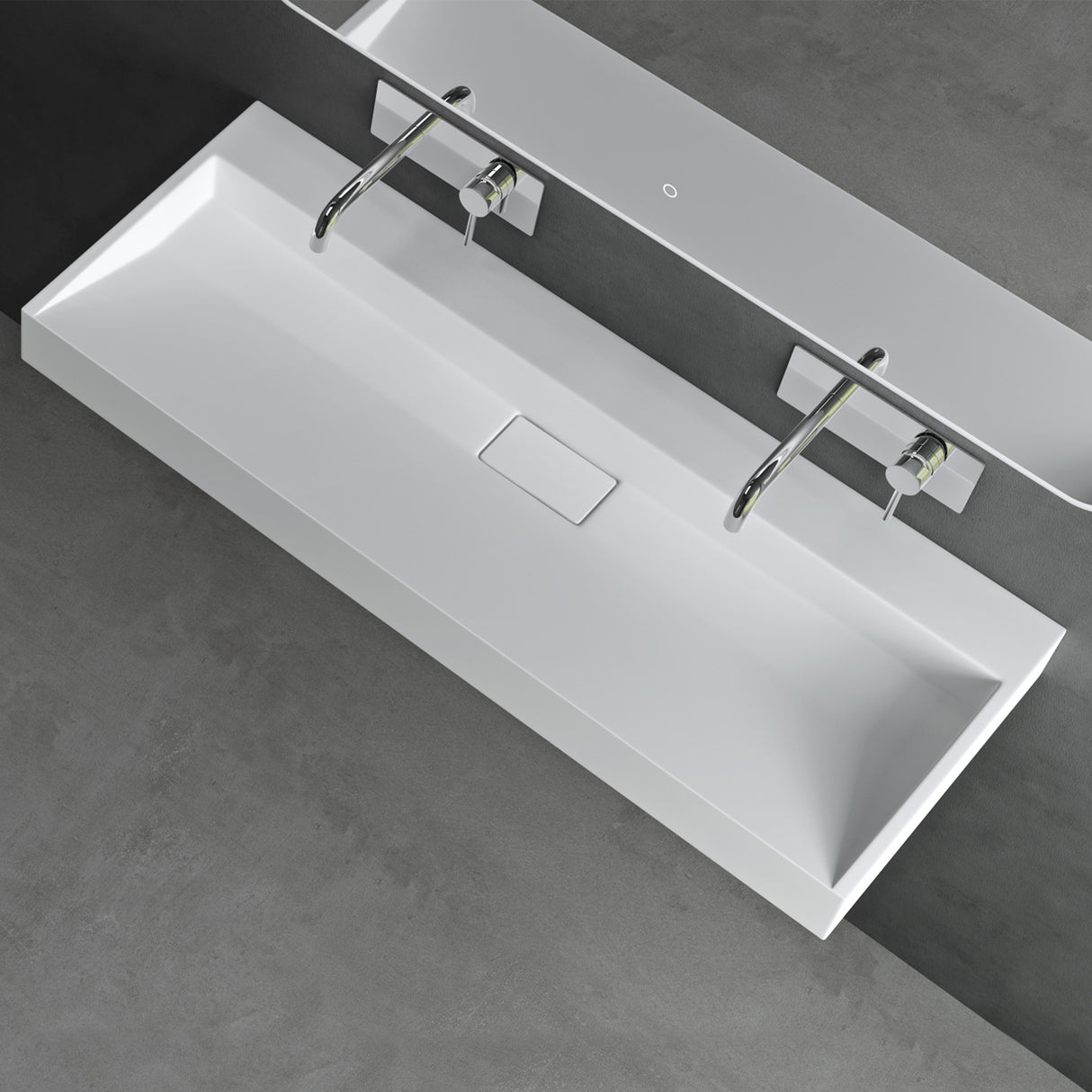 glasvilla Waschbecken Aufsatzwaschbecken Hängewaschbecken Hängewaschtisch inkl. Ablaufgarnitur Mineralguss Rechteckig Waschplatz col19