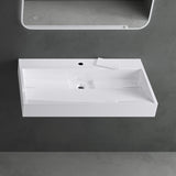 glasvilla Waschbecken Aufsatzwaschbecken Hängewaschbecken Hängewaschtisch inkl. Ablaufgarnitur Mineralguss Rechteckig Waschplatz col19