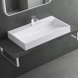 glasvilla Waschbecken Aufsatzwaschbecken Hängewaschbecken Hängewaschtisch inkl. Ablaufgarnitur Mineralguss Rechteckig Waschplatz col19