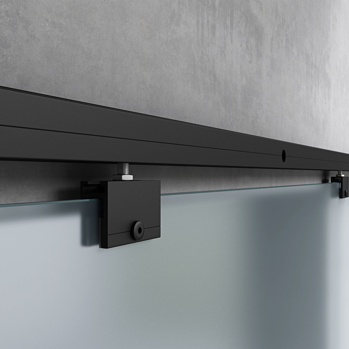 glasvilla Glasschiebetür komplettset,  Griffart: Stangengriff, 15 mm Wandabstand, 8mm ESG-Sicherheitsglas Amalfi Schwarz