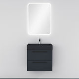 glasvilla Badmöbel-Set Waschbeckenunterschrank Waschtisch mit Unterschrank inkl. Mineralguss-Waschbecken in Anthrazit Quadratto