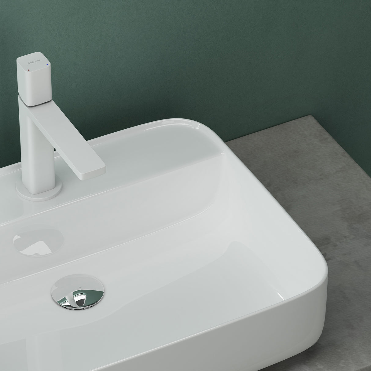 glasvilla Aufsatzwaschbecken eckig Waschschale Waschbecken aus Keramik Weiß mit Armaturloch Brüssel107