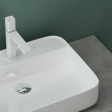 glasvilla Aufsatzwaschbecken eckig Waschschale Waschbecken aus Keramik Weiß mit Armaturloch Brüssel107