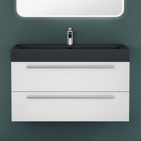 glasvilla Badmöbel-Set Waschbeckenunterschrank Waschtisch mit Unterschrank inkl. Mineralguss-Waschbecken in Anthrazit Quadratto